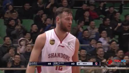 CBA 18/19赛季 山东VS新疆第二节：莫泰复制姚明神作，山东半场68-60继续领先