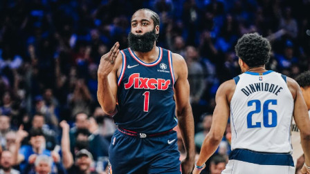 2021-2022赛季NBA集锦 哈登24+7+13 恩比德32+8+5断 76人击退独行侠