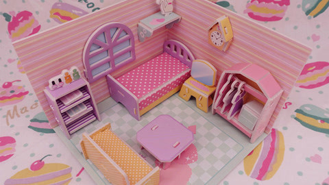 爱茉莉兒の食玩世界 3D拼图粉色少女屋