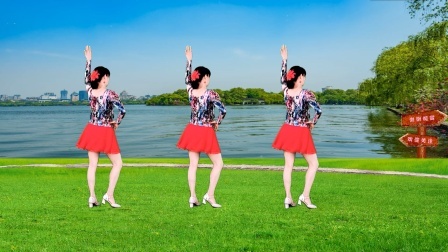 广场舞背面示范《我在雨中等你》大众健身舞