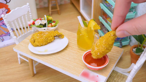 炸鸡腿搭配橙汁