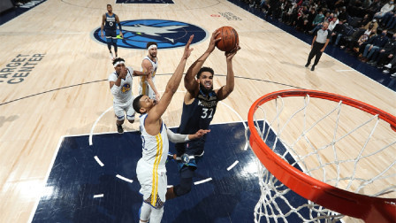 2021-2022赛季NBA集锦 唐斯26+11 普尔20分 库里伤停 森林狼主场大胜勇士