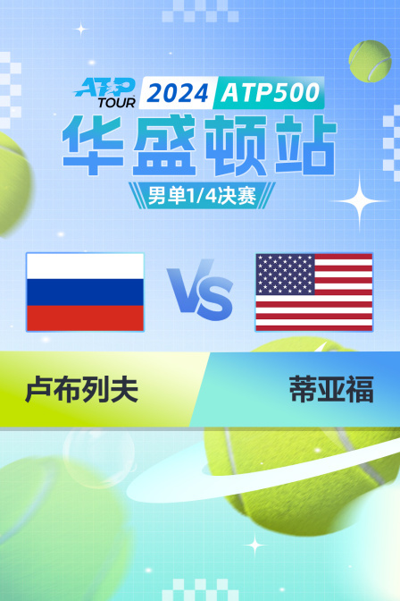 2024ATP500华盛顿站 男单1/4决赛 卢布列夫VS蒂亚福 海报