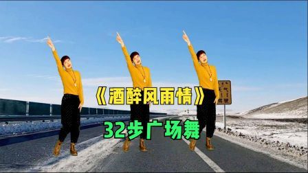 《酒醉风雨情》入门32步广场舞，优美好看简单又好学