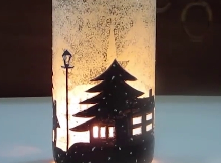 方大手不吃鱼 2017 童话里的雪景圣诞烛光瓶