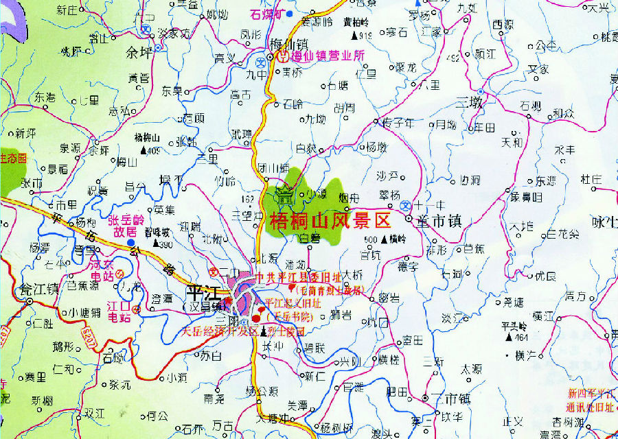 平江县地图及其各镇图片