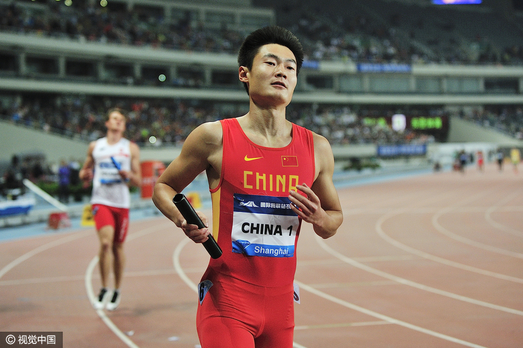 在男子4x100米接力的比赛中,谢震业,苏炳添,张培萌和陈时伟组成的中国